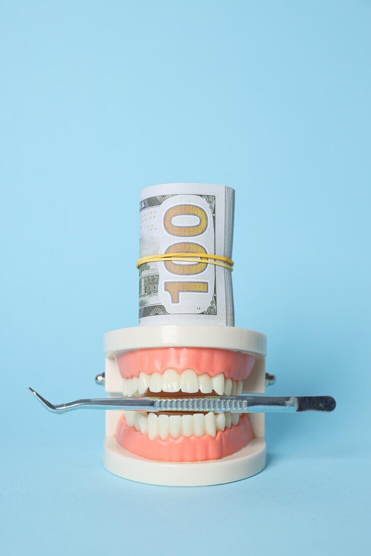 decorative-jaw-tweezers-money-blue-background_996173-2444