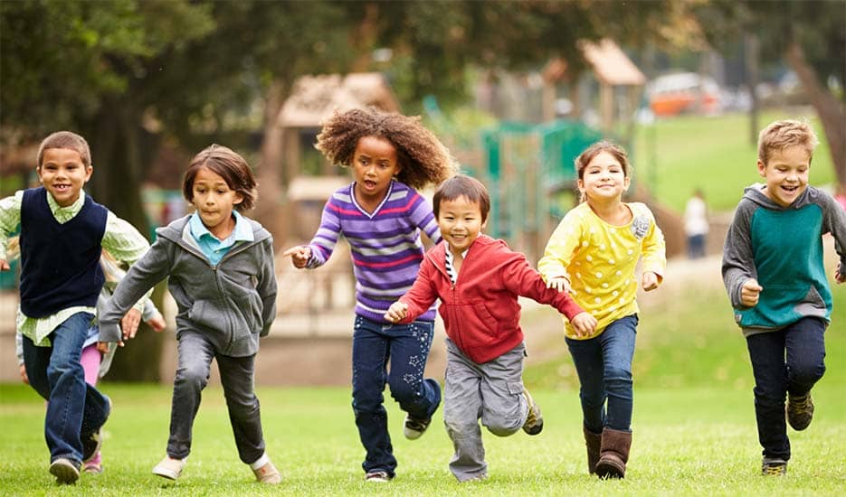 group-of-kids-play-time-garden-happy-playful-running-go-green-park